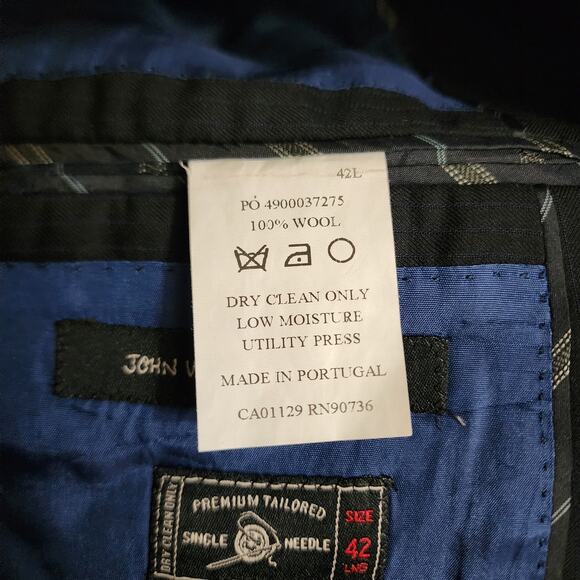 John Varvatos Men's 42L Wool Navy Jacket Made in Portugal RN 90736 - Picture 6 of 12